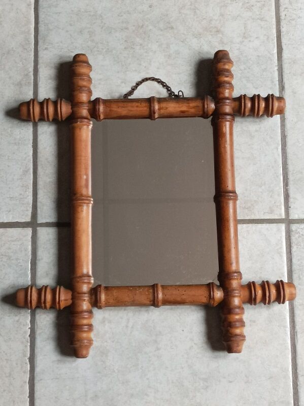 Mirror Frame wood bamboo varnished patinated