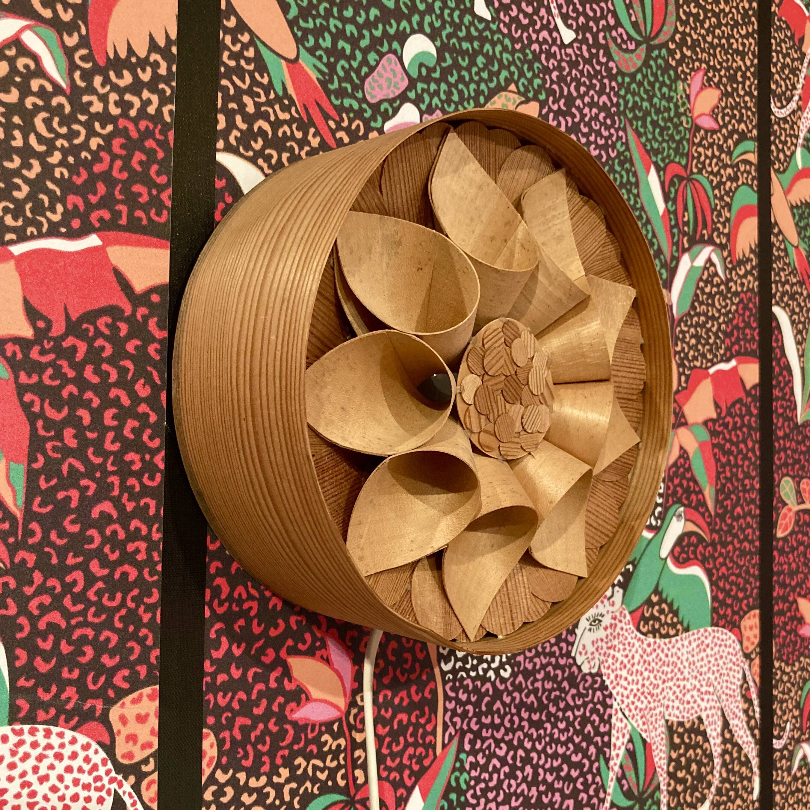 Large wooden wall light, Scandinavian design, 1950s.