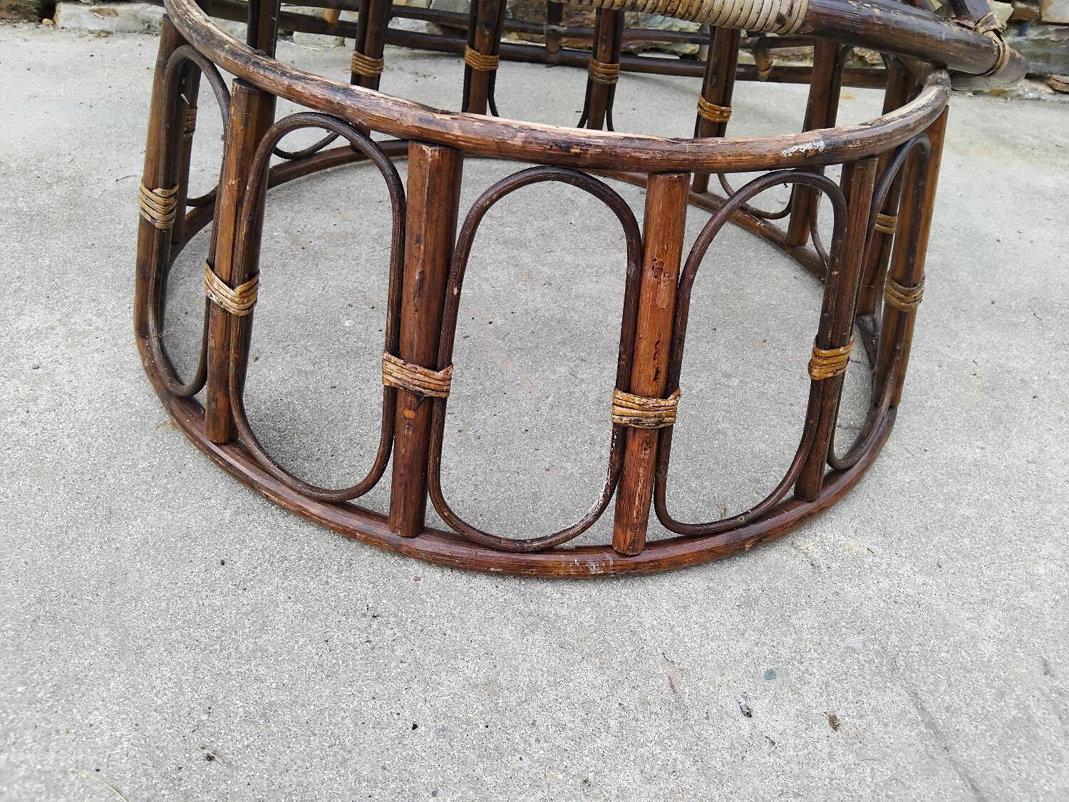 Set of 3 Vintage Rattan Half-Spherical Armchairs