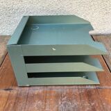 Former Locker Door Documents 3 Compartments Metal Green Vintage Workshop