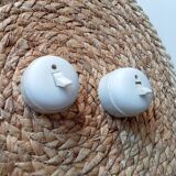 Set of 2 old two-way switches, porcelain and plastic, 50s/60s