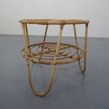 Italian Bamboo & Glass Coffee Table, 1950s
