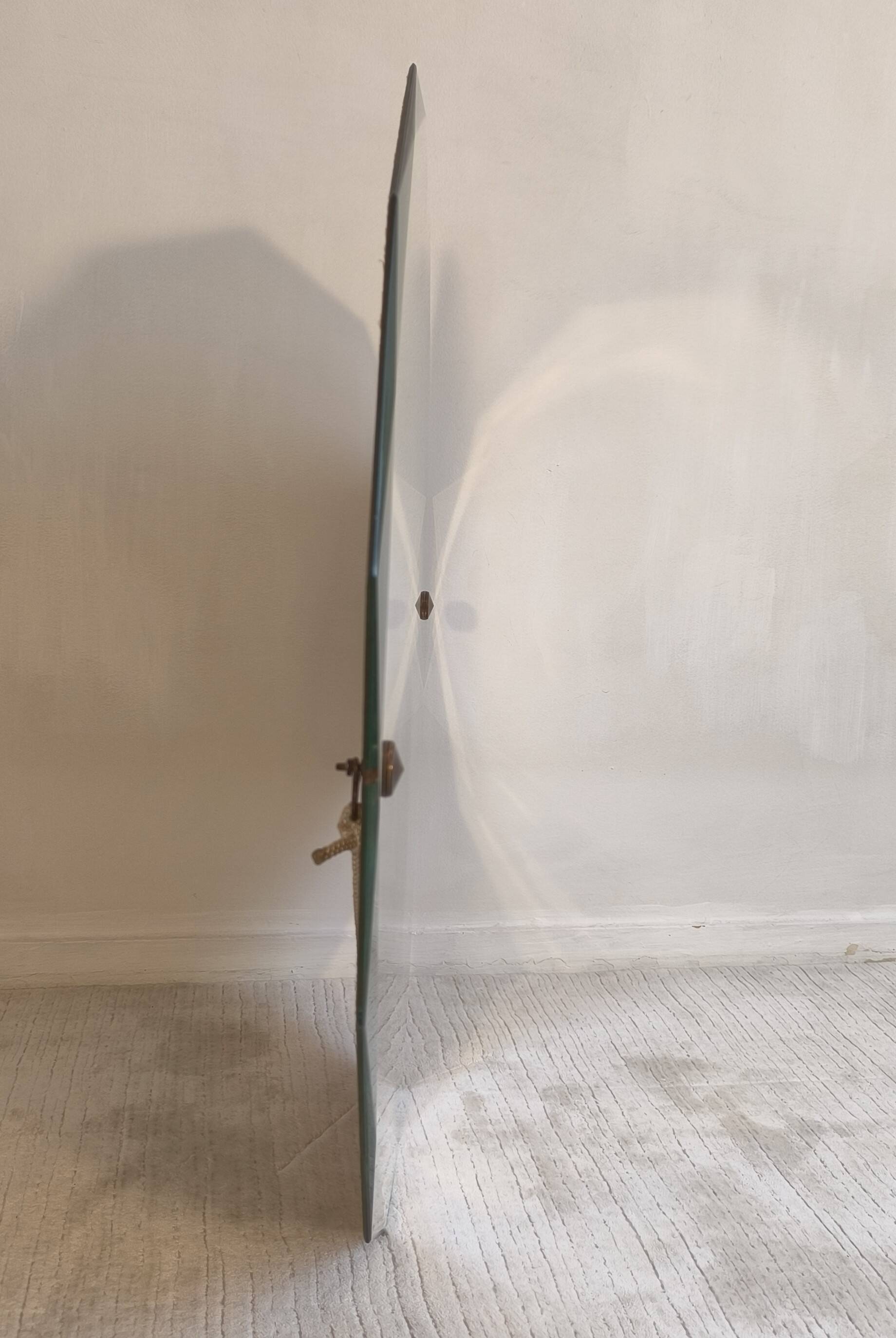 Élégant miroir ancien biseauté à 12 pans – style Art Déco vintage