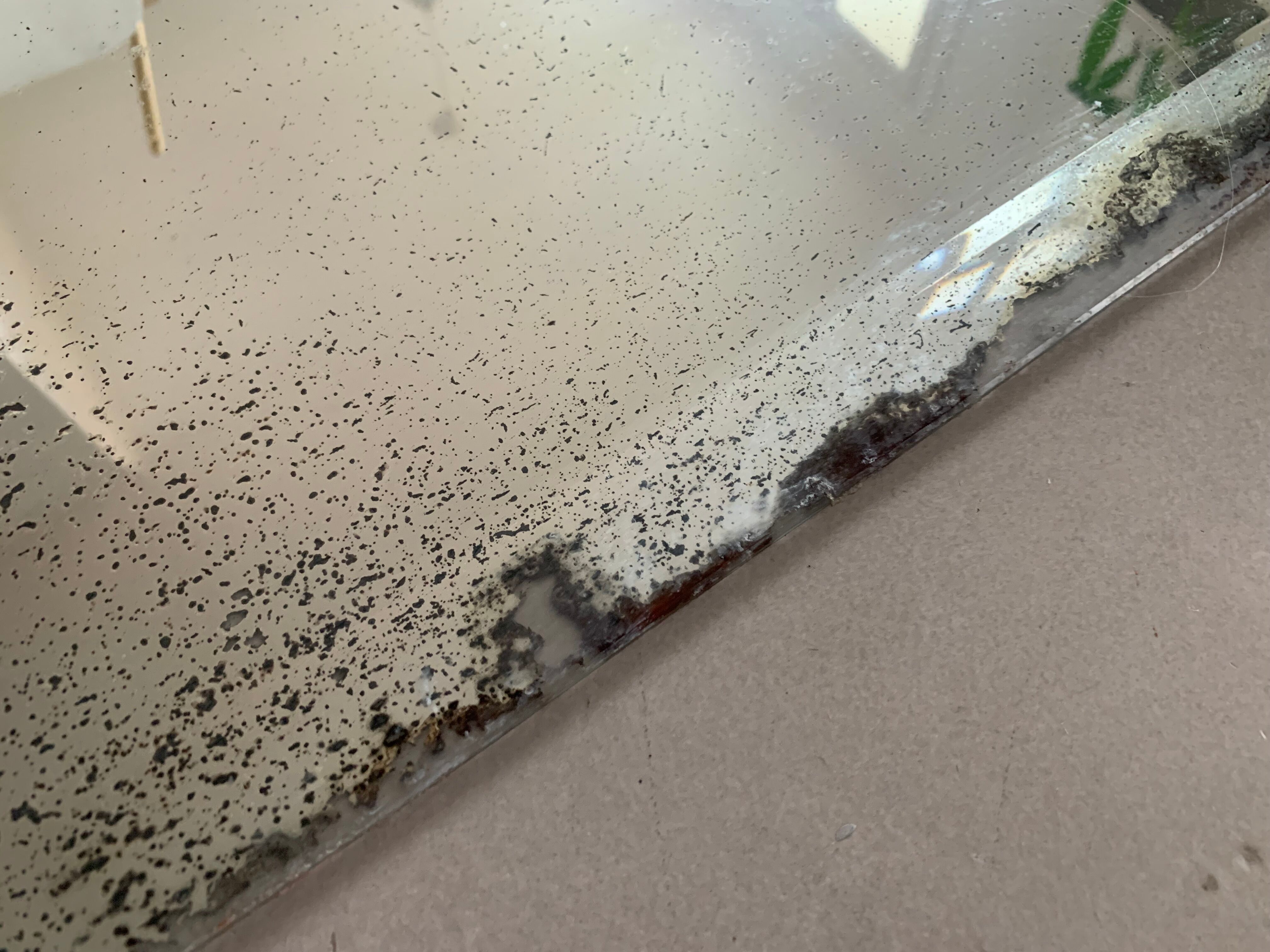 Old bevelled stitched mirror 78x108cm