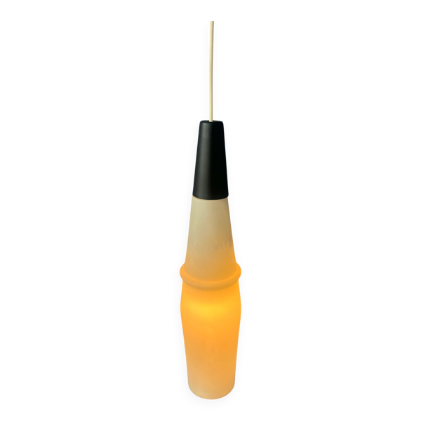 Suspension longue Mid-Century en verre opalin