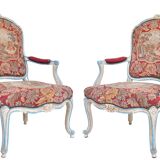 Pair of Louis XV style cabriolet armchairs