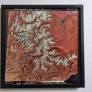 Framed Landsat 1975 satellite photograph, 42 cm