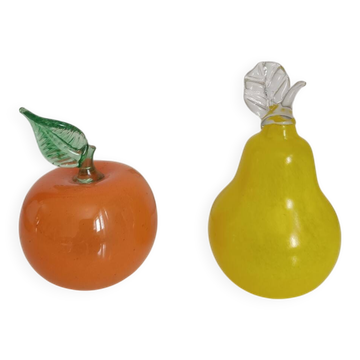 2 Murano glass fruits