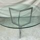 Large round table slab of stainless glass base