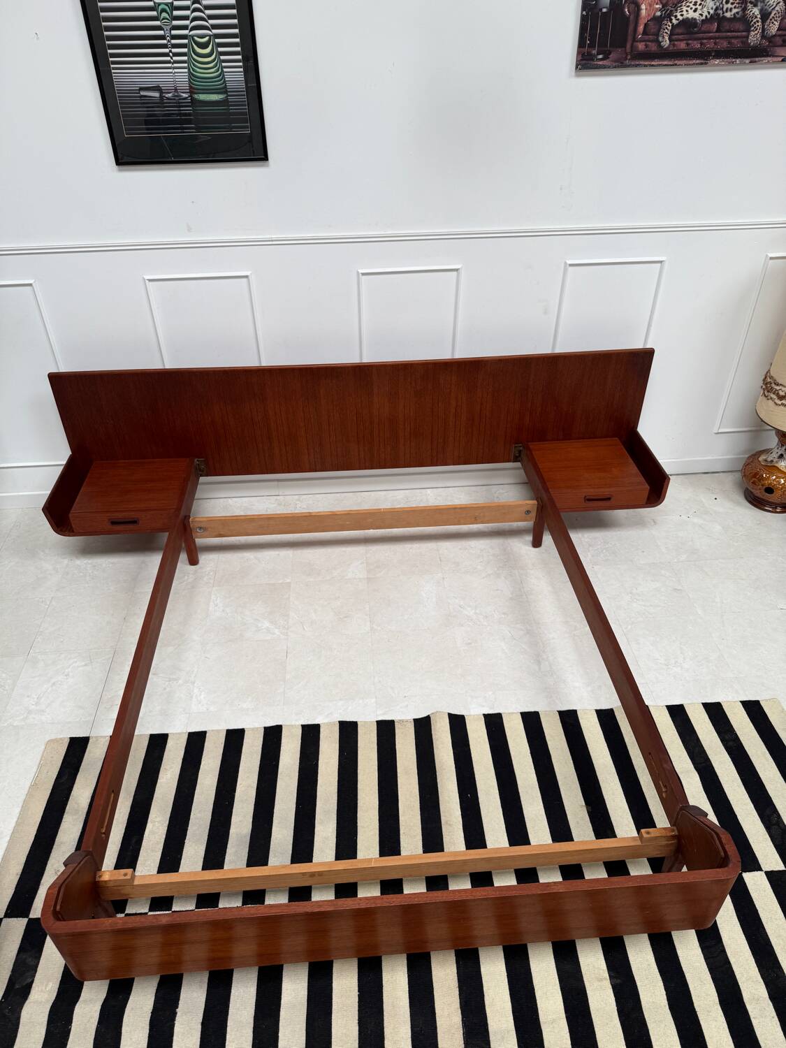 Scandinavian double teak bed