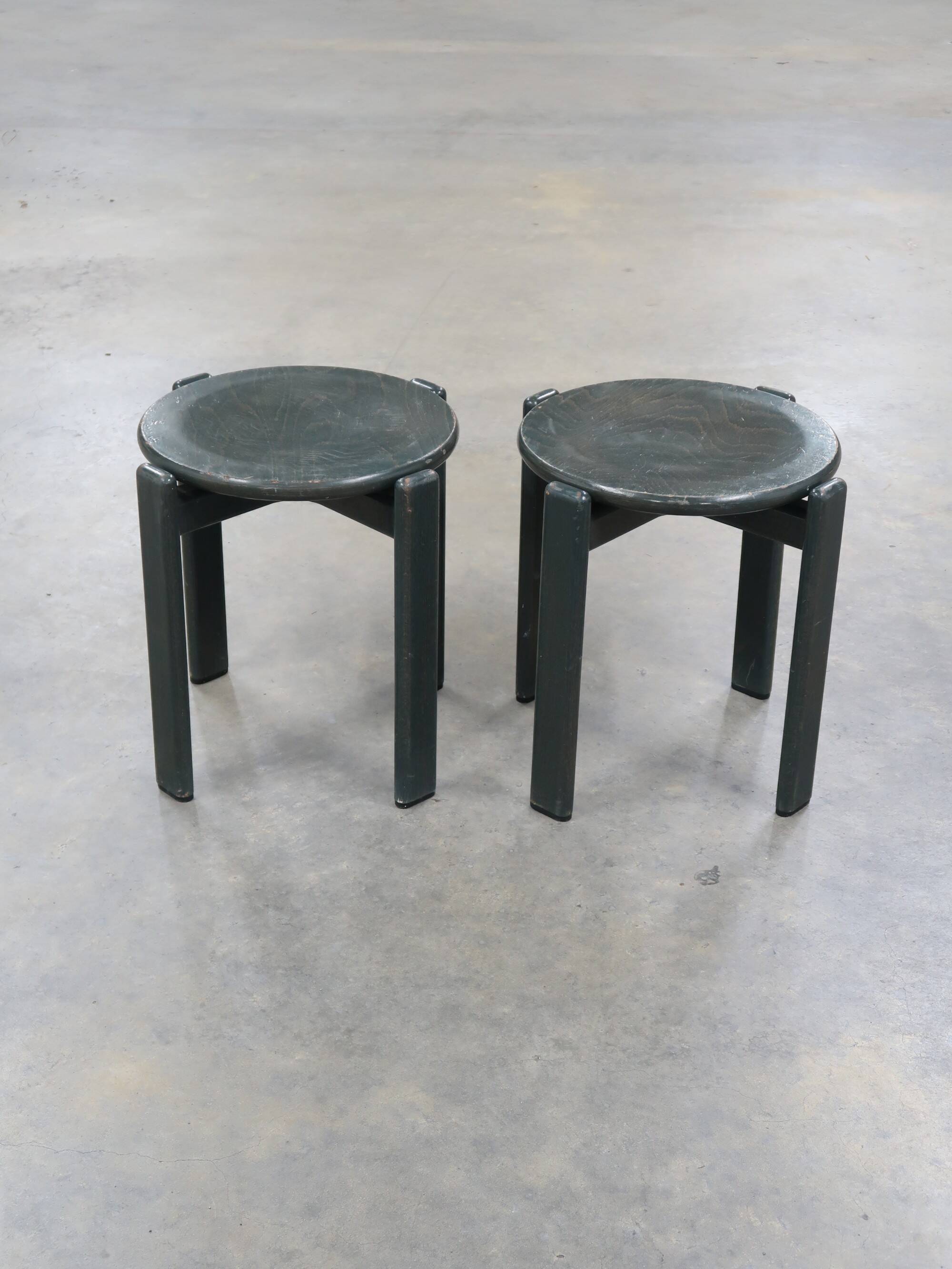 2 solid wood stools