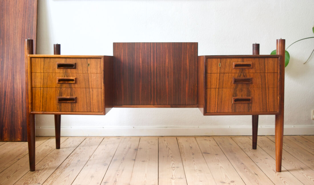 Danish Rosewood Floating Desk by Gunnar Nielsen for Tibergaard, 1960s