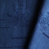 Old sheet in pure thread washed linen tinted in blue
