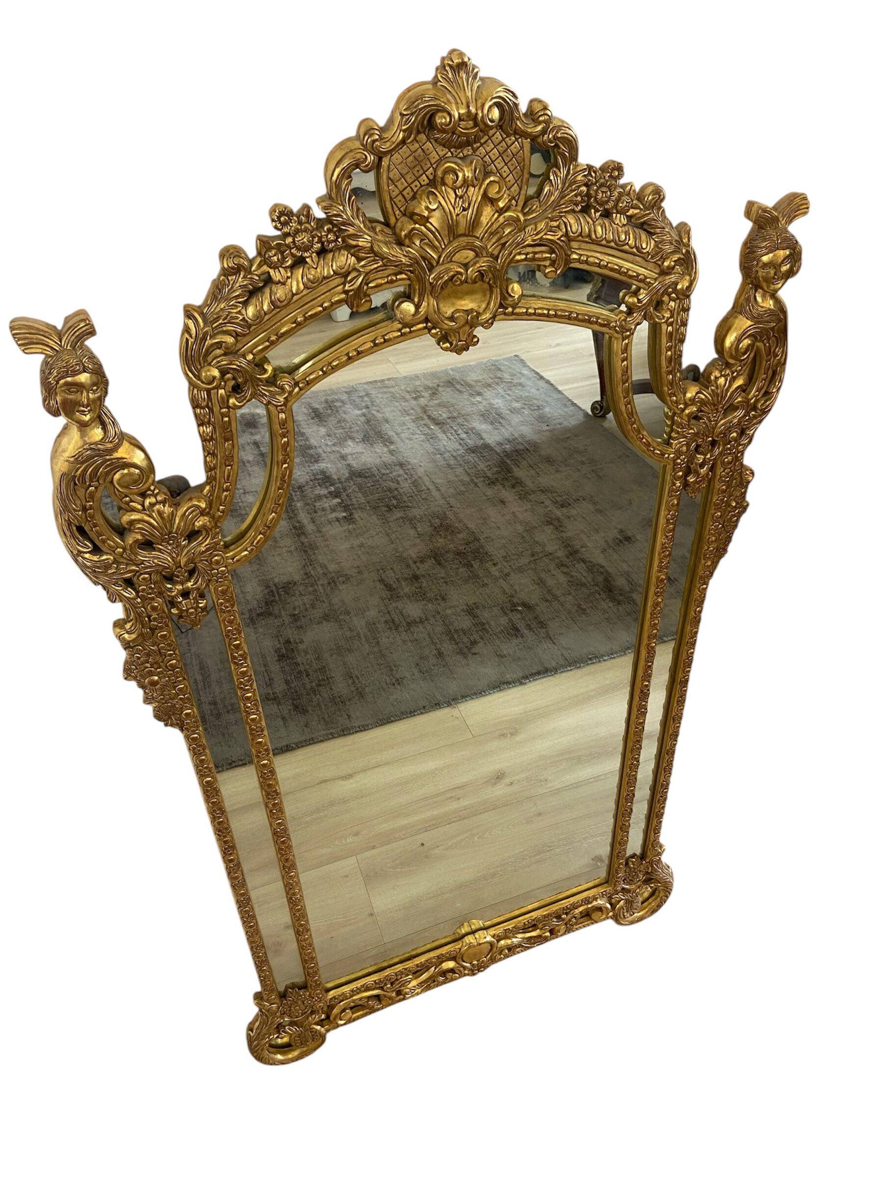 Important antique mirror in carved and gilded wood – Napoleon III style