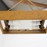 Mid-Century Wood and Glass Chandelier by Krasna Jizba, 1950s