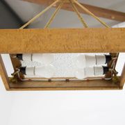Mid-Century Wood and Glass Chandelier by Krasna Jizba, 1950s