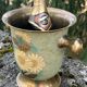 Cloisonne Brass champagne bucket with sunflower relief decoration