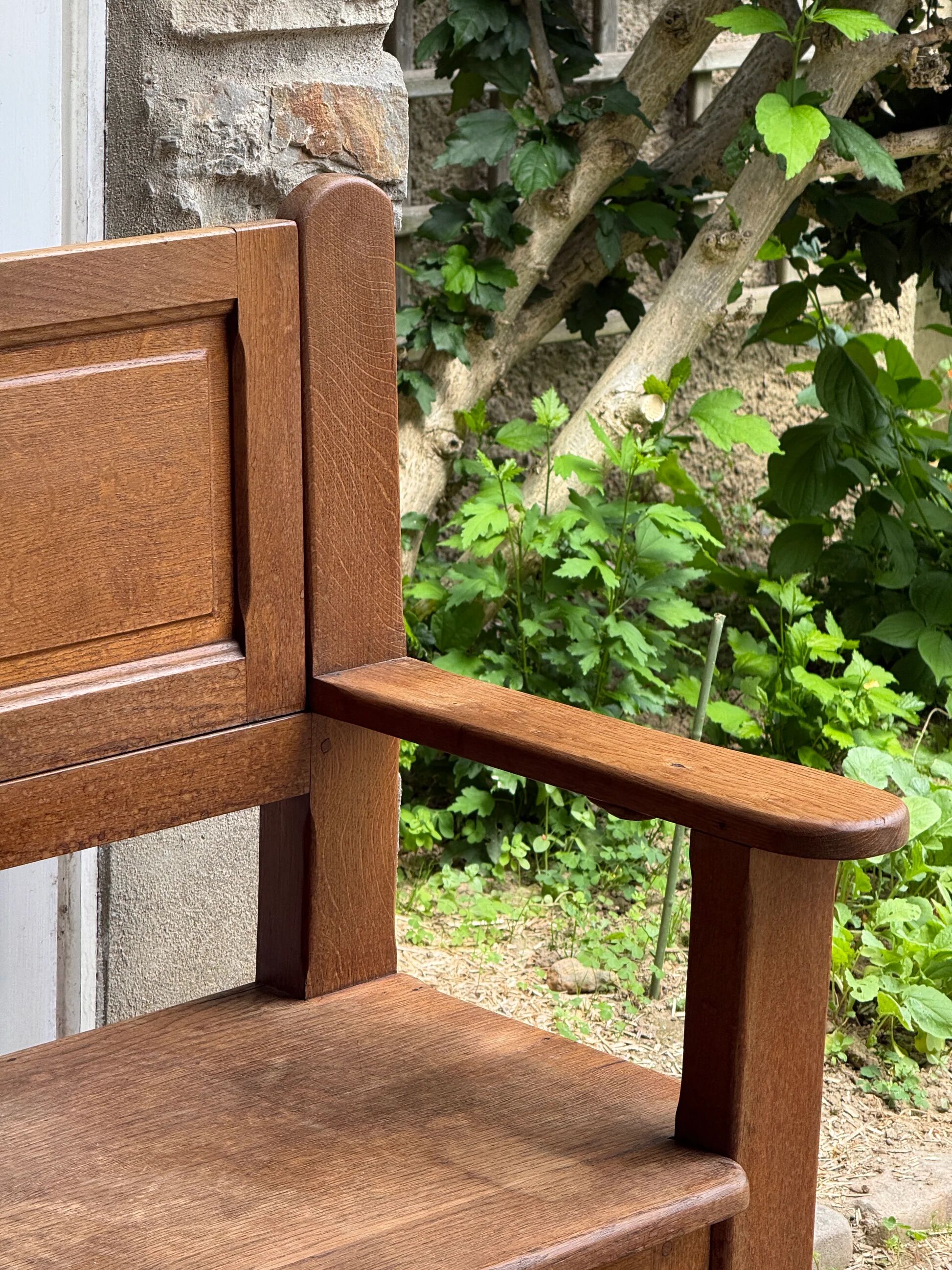 Singing bench / bench with storage chest in solid oak