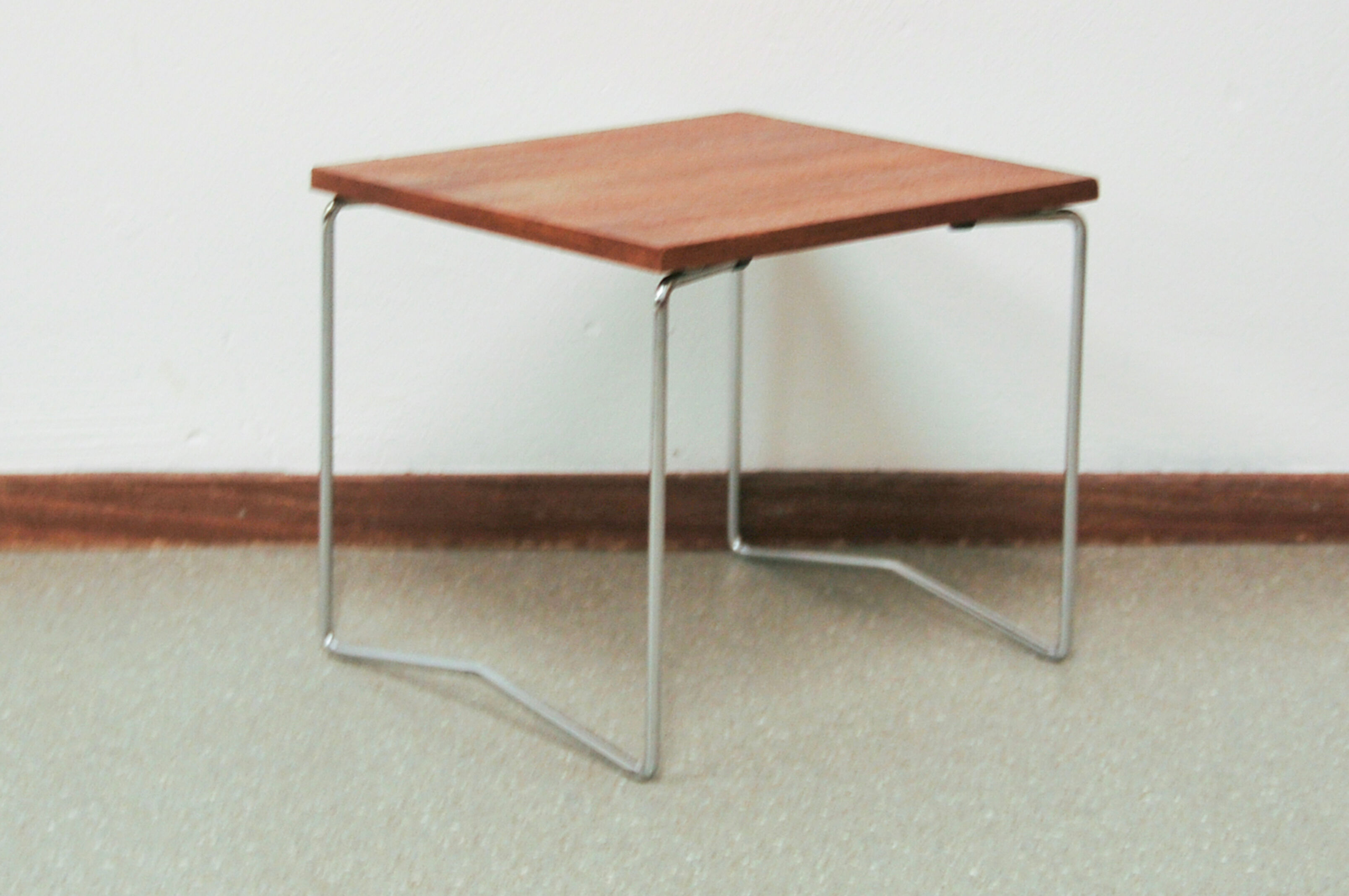 Vintage small teak table metal frame