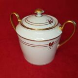 Paillet Limoges - large porcelain sugar pot art deco gilded décor