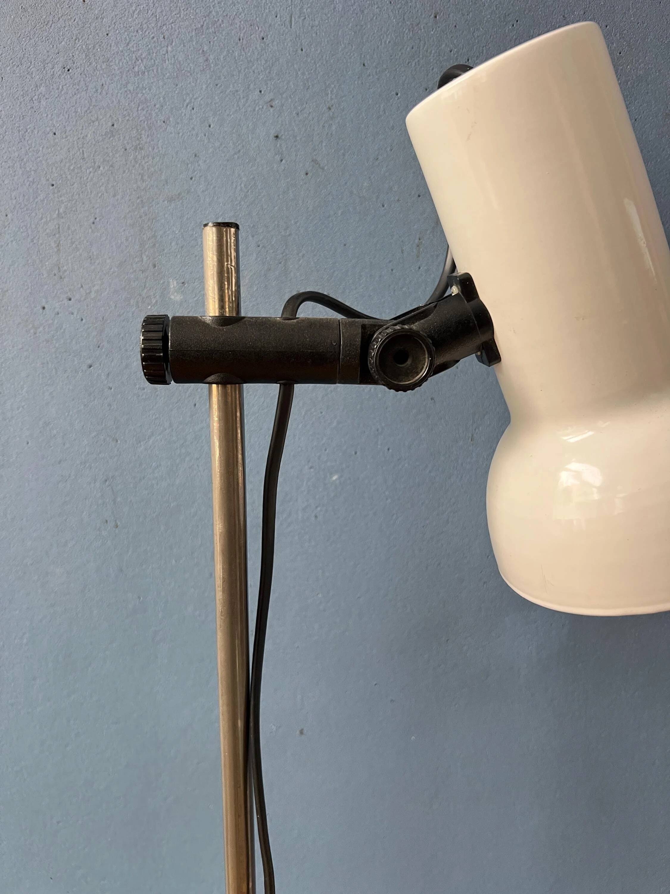 Small white mid-century floor lamp
