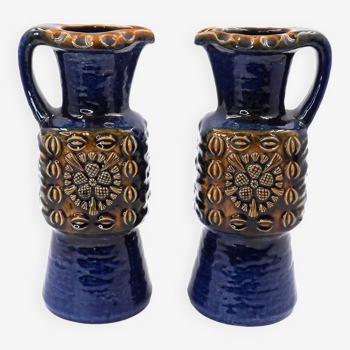 Set of pitchers Dümler and Breiden with floral decoration, salt glaze, 1960s