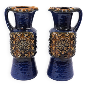 Set of pitchers Dümler and Breiden with floral decoration, salt glaze, 1960s