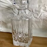 Bohemian crystal whiskey decanter with square base
