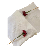 Damask cotton tea towels monogram LP.