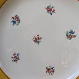 Set of 10 dessert plates with yellow border and floral decoration Sarreguemines