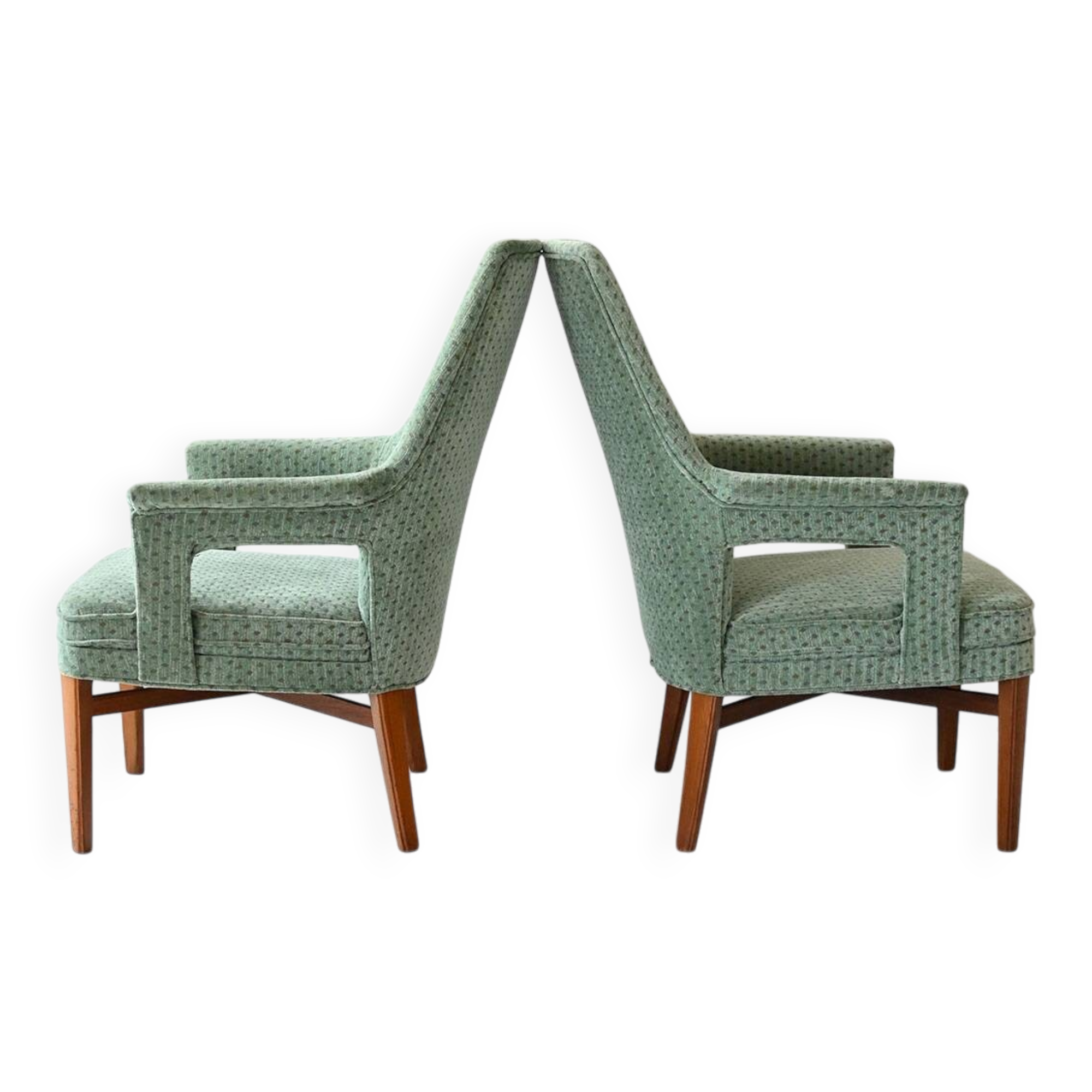 Pair of Vintage 1950s Scandinavian Mint Green Armchairs
