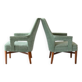 Pair of Vintage 1950s Scandinavian Mint Green Armchairs