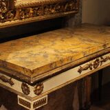 Italian Louis XVI White Lacquer and Giltwood Console with Scagliola Siena Marble Top