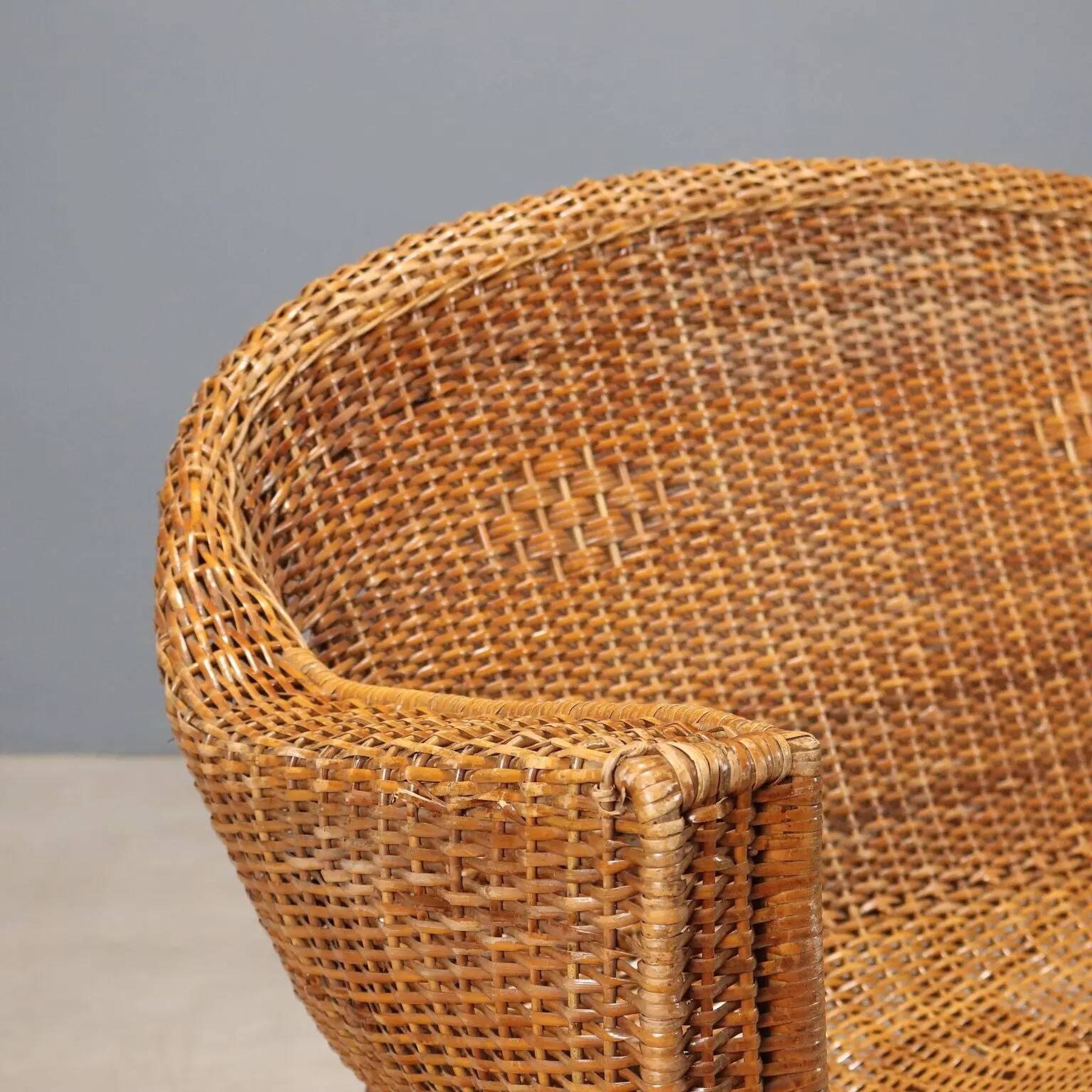 Canapé vintage en osier et bambou, design Italie, années 1950-1960