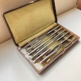 Old box 12 knives Art Deco Bakelite and chromed metal Apollonox