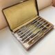 Old box 12 knives Art Deco Bakelite and chromed metal Apollonox