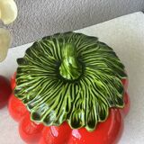 Barbotine tomate - petite soupière majolique