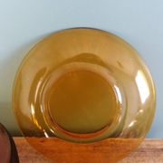 Duralex tea set, 6 large amber glass cups and saucers