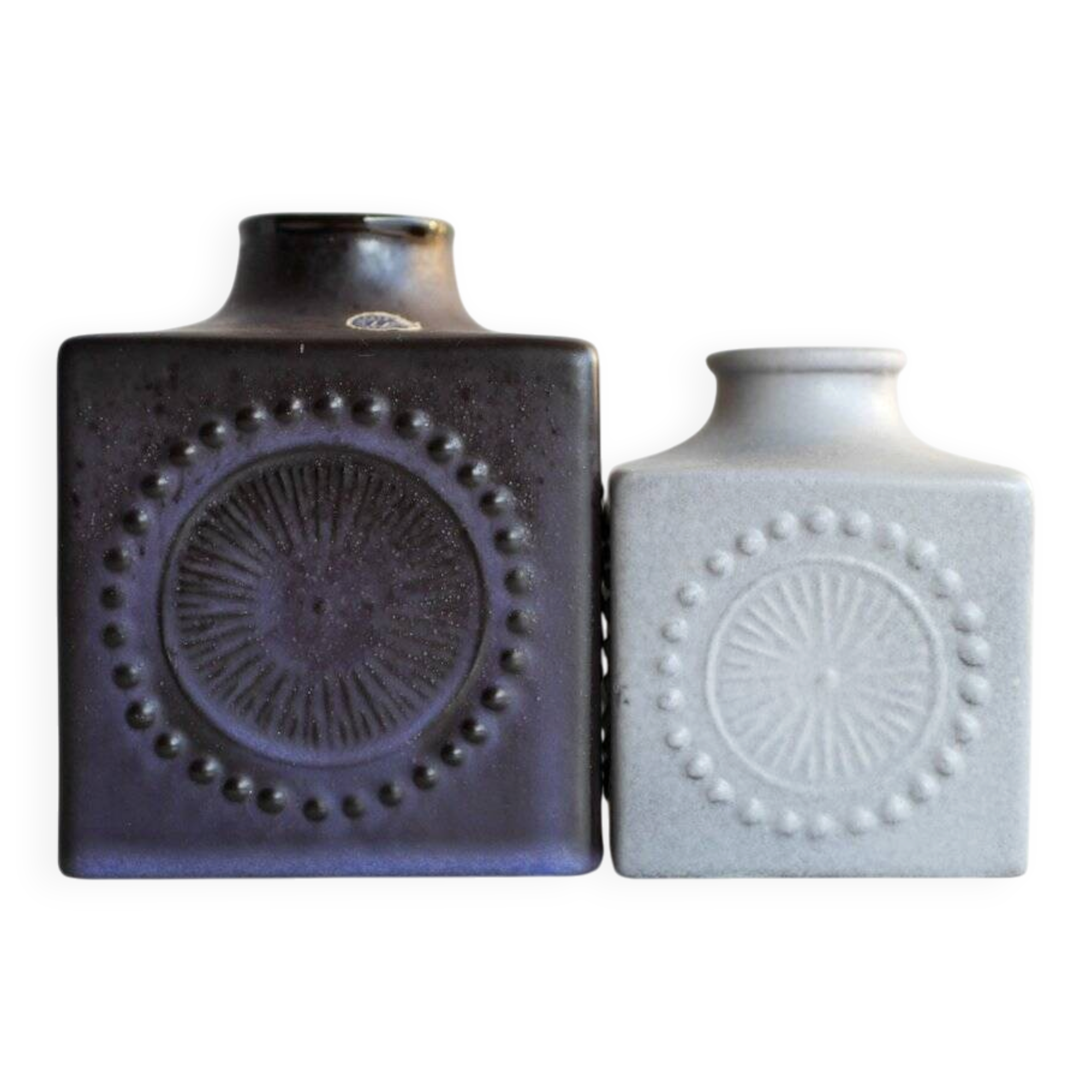 Mid-century Scandinavian modern art pottery vases in ceramic by Göran Andersson for Upsala Ekeby, Sweden, 1970s, set of 2