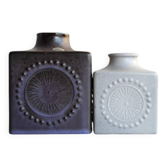 Mid-century Scandinavian modern art pottery vases in ceramic by Göran Andersson for Upsala Ekeby, Sweden, 1970s, set of 2