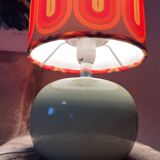 Lamp placed, handmade lampshade.