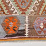 5x8 Green & Orange Tribal Vintage Kilim Rug, 146x255Cm SK 33083