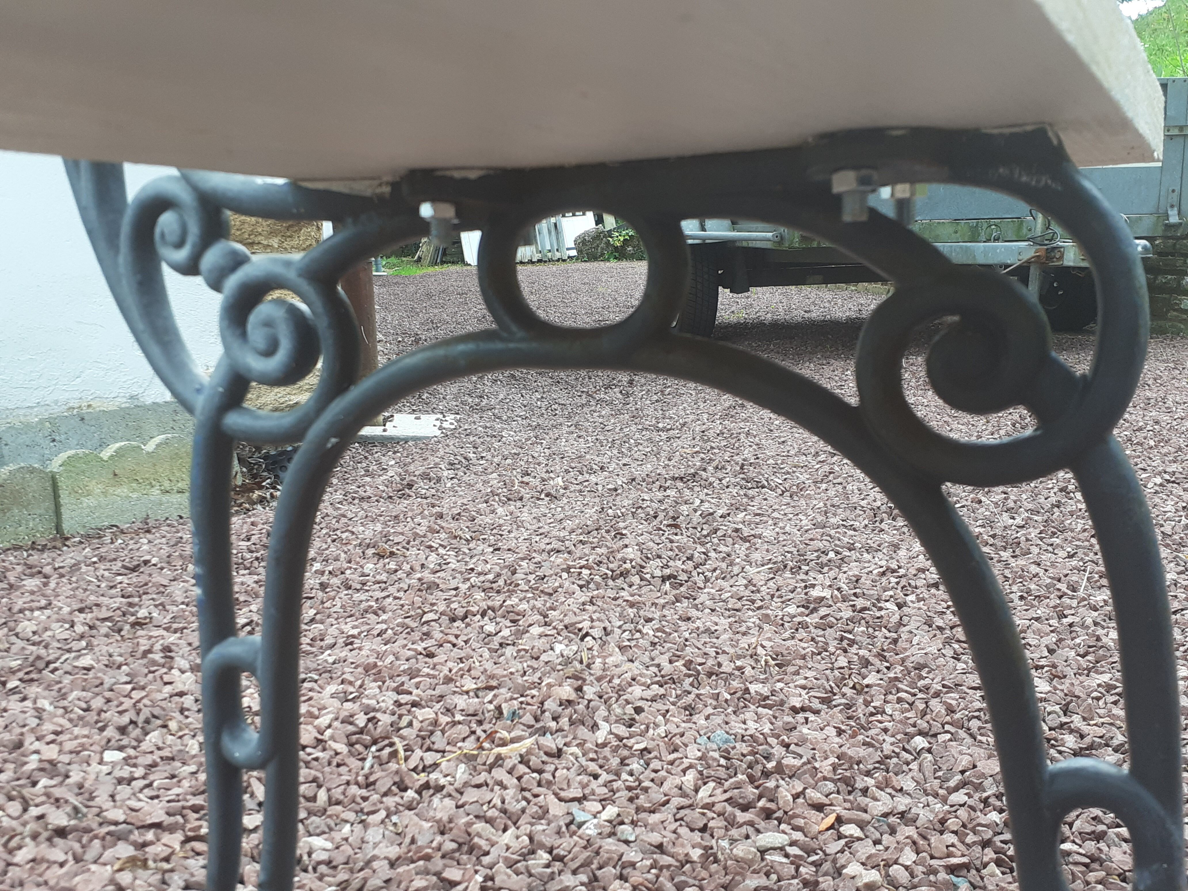 Garden bench with old cast-cast-or-cast-or-cast foot