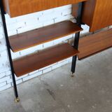 1950s mid-century wall unit teak and iron folding desk & cabinet module