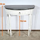 Console demi-lune en bois rechampi, style Louis XVI, début XIXème