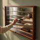 Vintage shallow wooden display shelf/wall support.