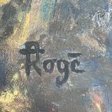 Oil on canvas, pre-salted Bay of Somme, Cow, beef, signed Rogé to identify