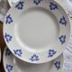 6 vintage white earthenware dessert plates - Blue cherry design