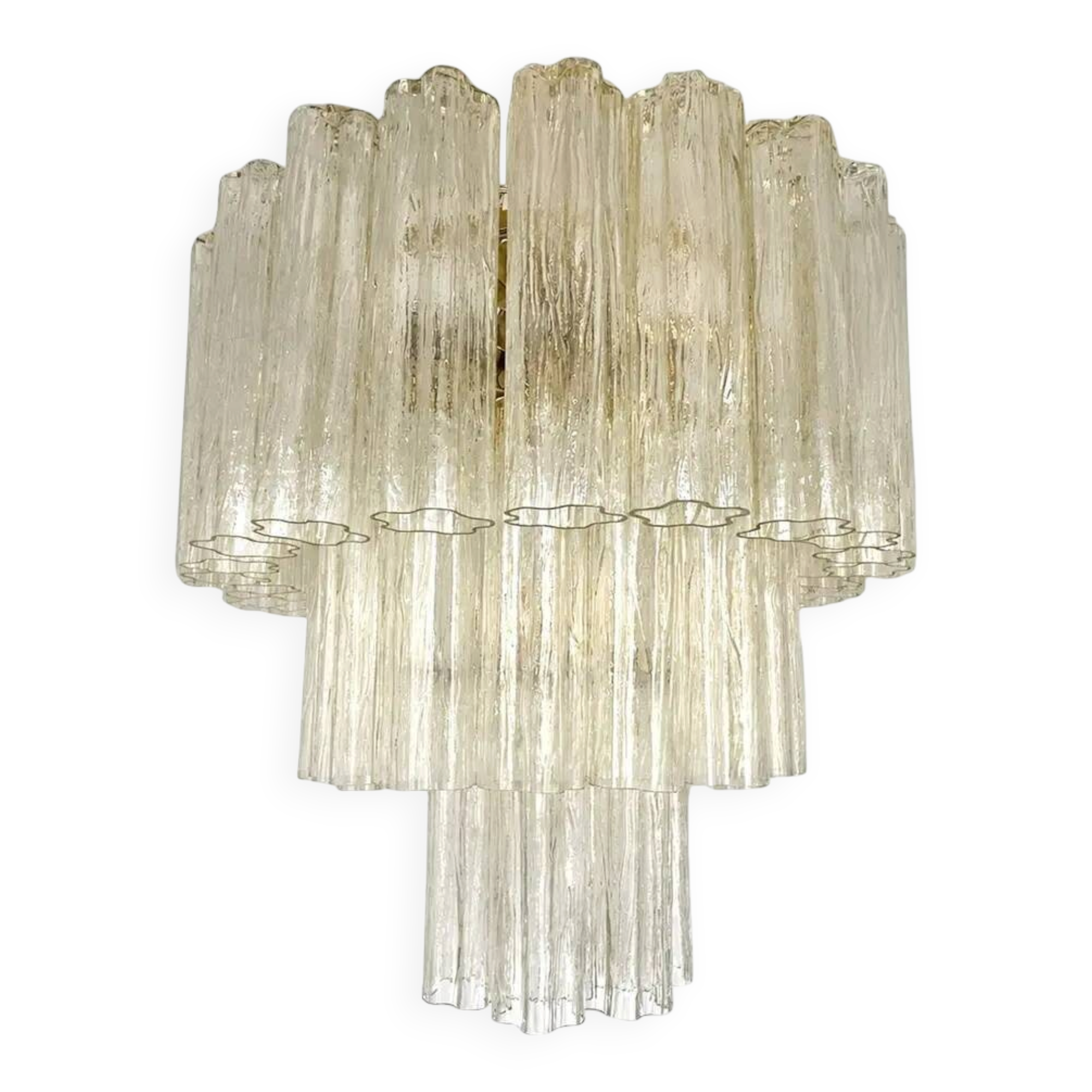 Italian luxury chandelier “Tronchi” Murano glass ceiling light in the Venini style.