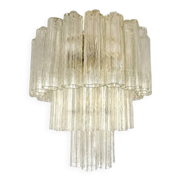 Italian luxury chandelier “Tronchi” Murano glass ceiling light in the Venini style.